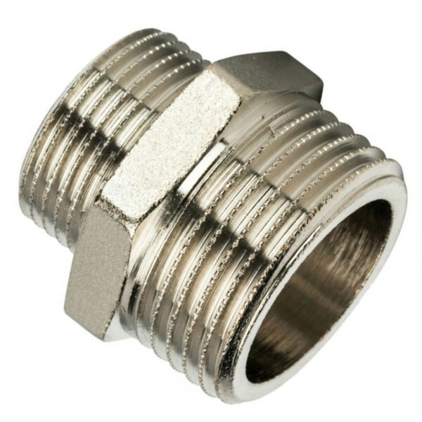 Ниппель переходной никелированный из латуни S1*1/2″Mx3/4″M Vieir SHN74
