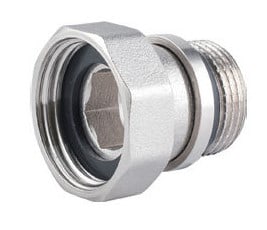 Штуцер присоединительный переходной с накидной гайкой 3/4″x1″ никелированный Vieir VRG45N