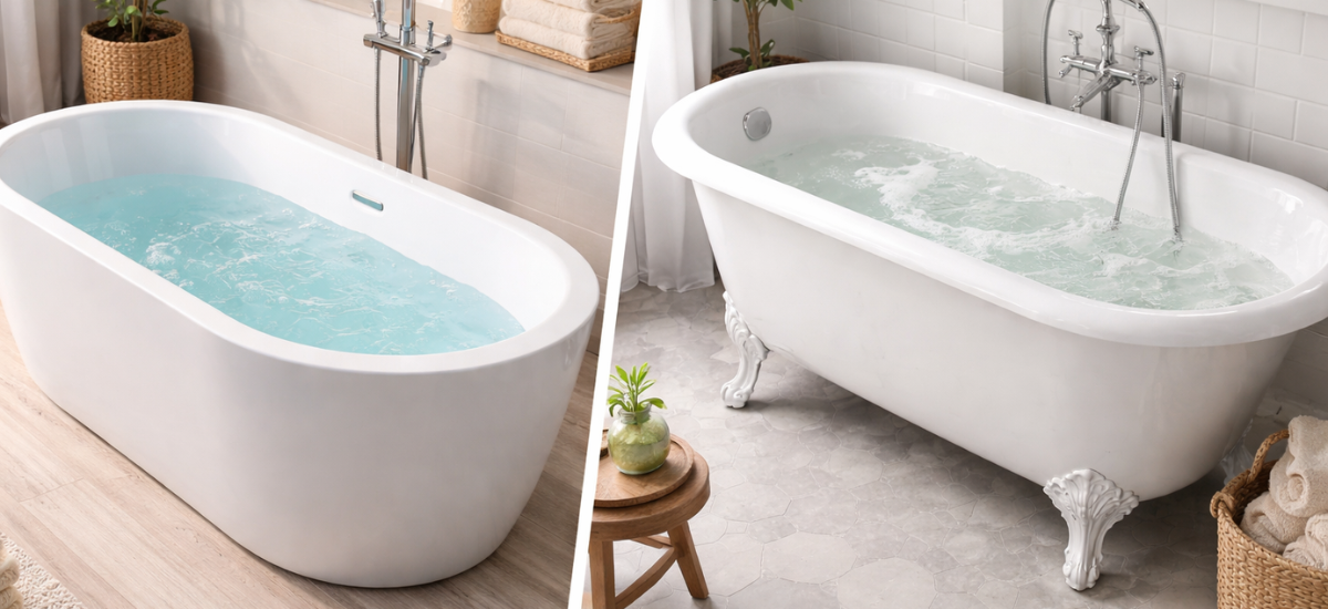 Сравнение акриловой и чугунной ванны в интерьере ванной комнаты