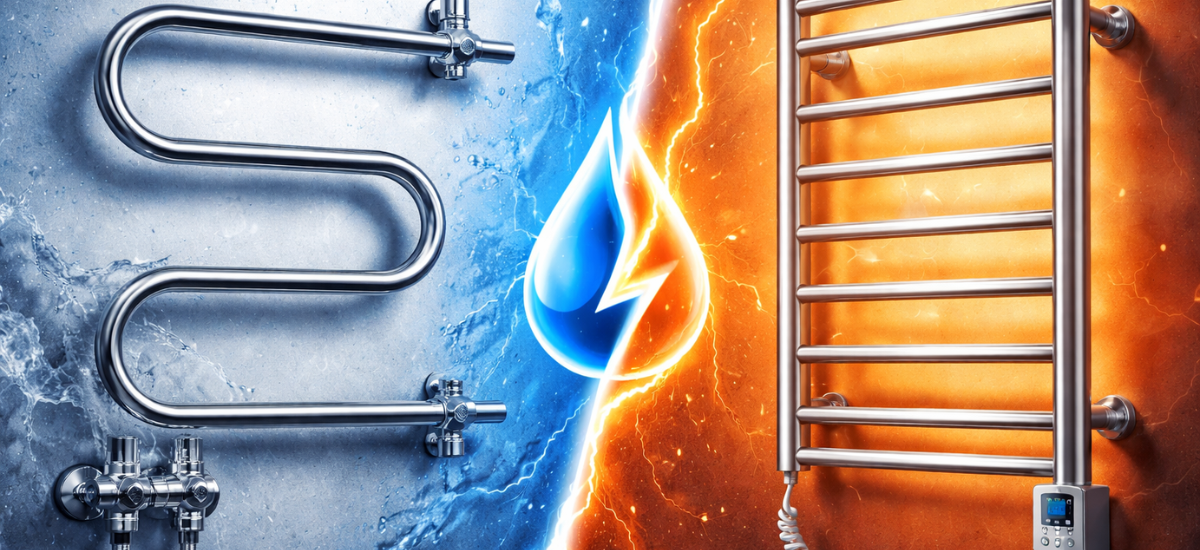 Сравнение электрического и водяного полотенцесушителя в ванной комнате