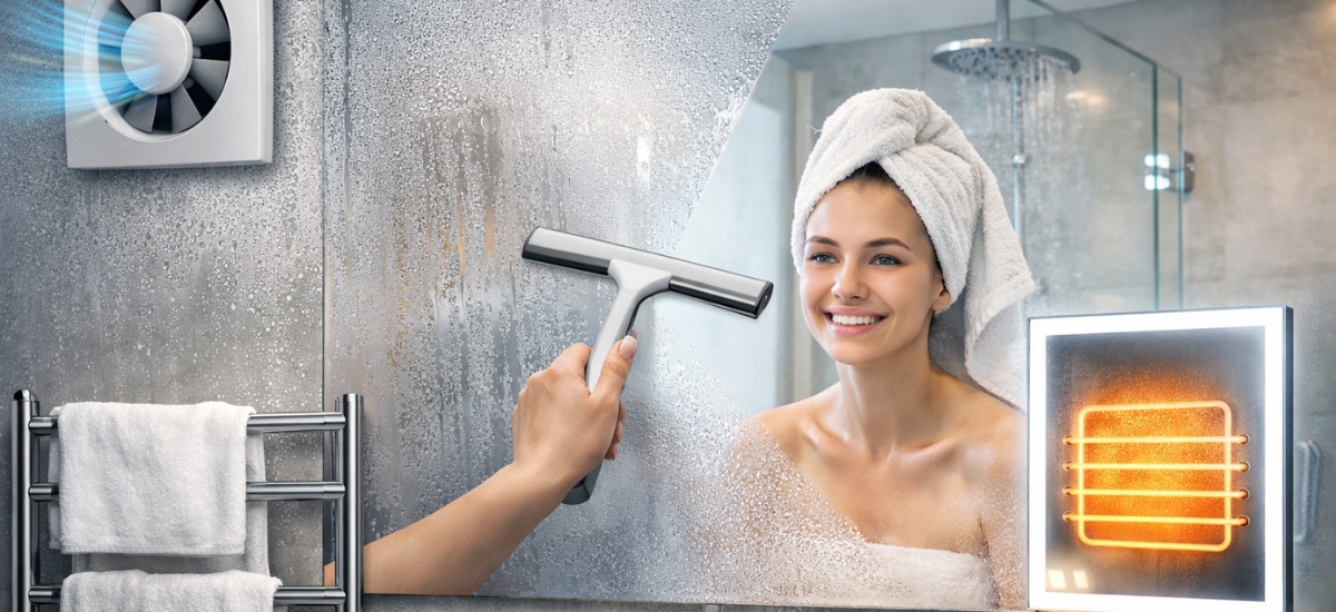 Зеркало в ванную с защитой от запотевания и встроенным подогревом