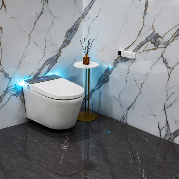 Умный смарт унитаз Hatico Pro FlushBot Aero Подвесной (Белый) (Встроенный керамический бак) (Серое стекло)