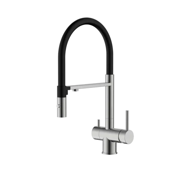 Смеситель для кухни KITCHEN-C с гибким изливом - Брашированная сталь