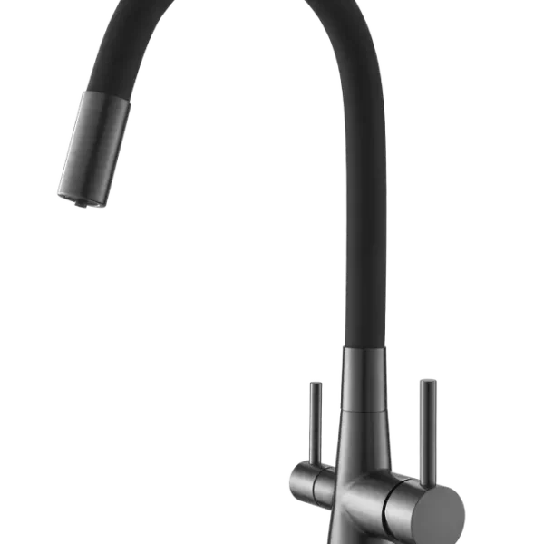 Смеситаль для кухни KITCHEN-A с гибким изливом - Оружейная сталь