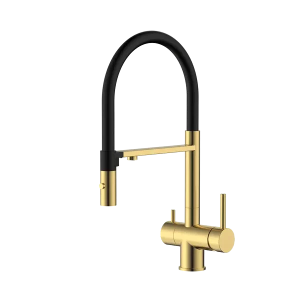 Смеситель для кухни KITCHEN-C с гибким изливом - Брашированное золото