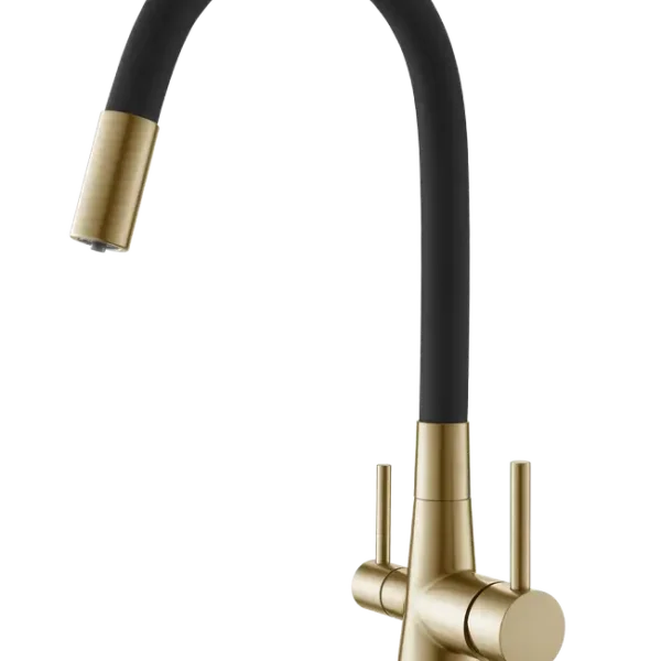 Смеситель для кухни KITCHEN-A с гибким изливом - Брашированное золото