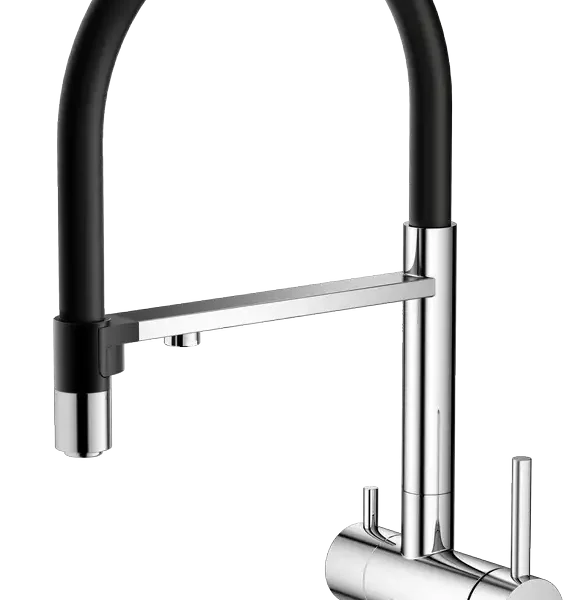 Смеситель для кухни  KITCHEN-B с гибким изливом - Брашированная сталь