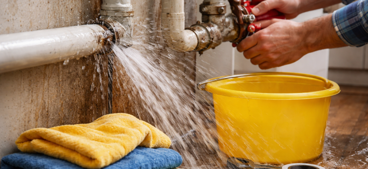 Аварийная протечка трубы отопления в квартире и перекрытие стояка