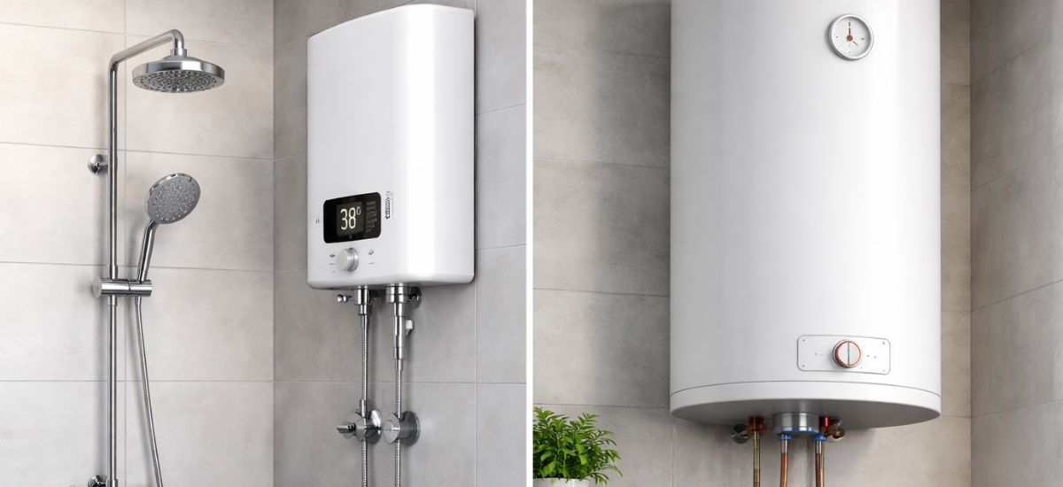 Сравнение проточного и накопительного водонагревателя в ванной комнате