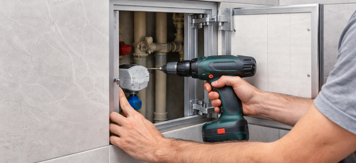 Монтаж ревизионного люка в стене под плитку