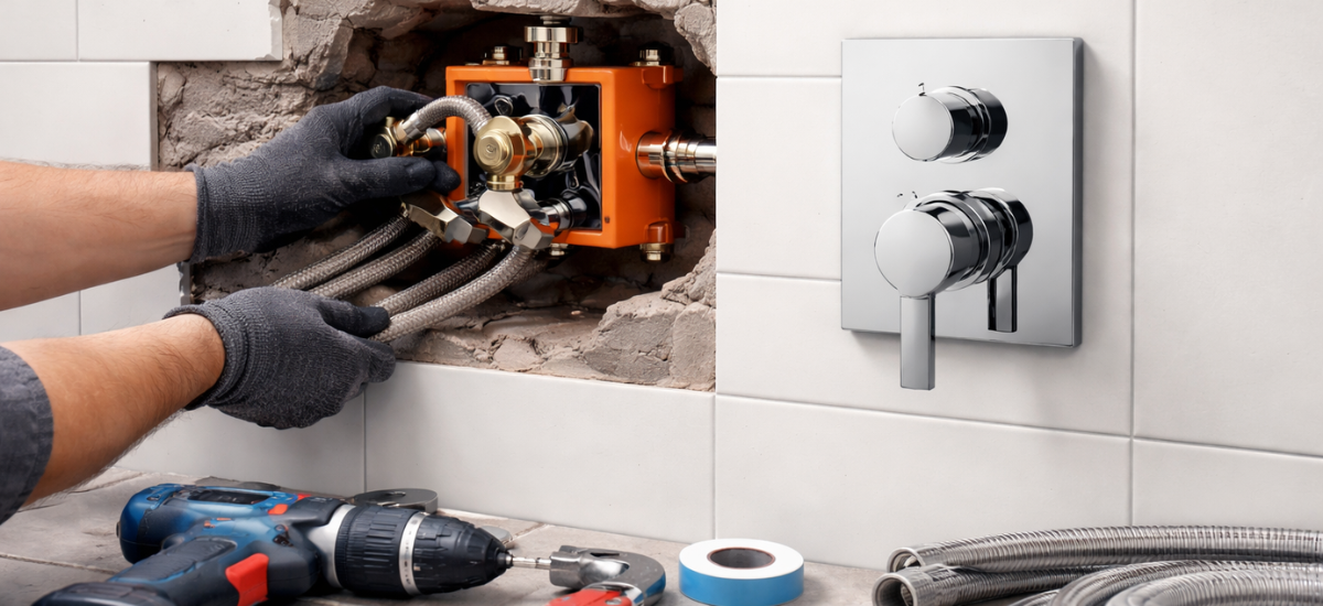 Монтаж смесителя скрытого монтажа в ванной комнате в стене