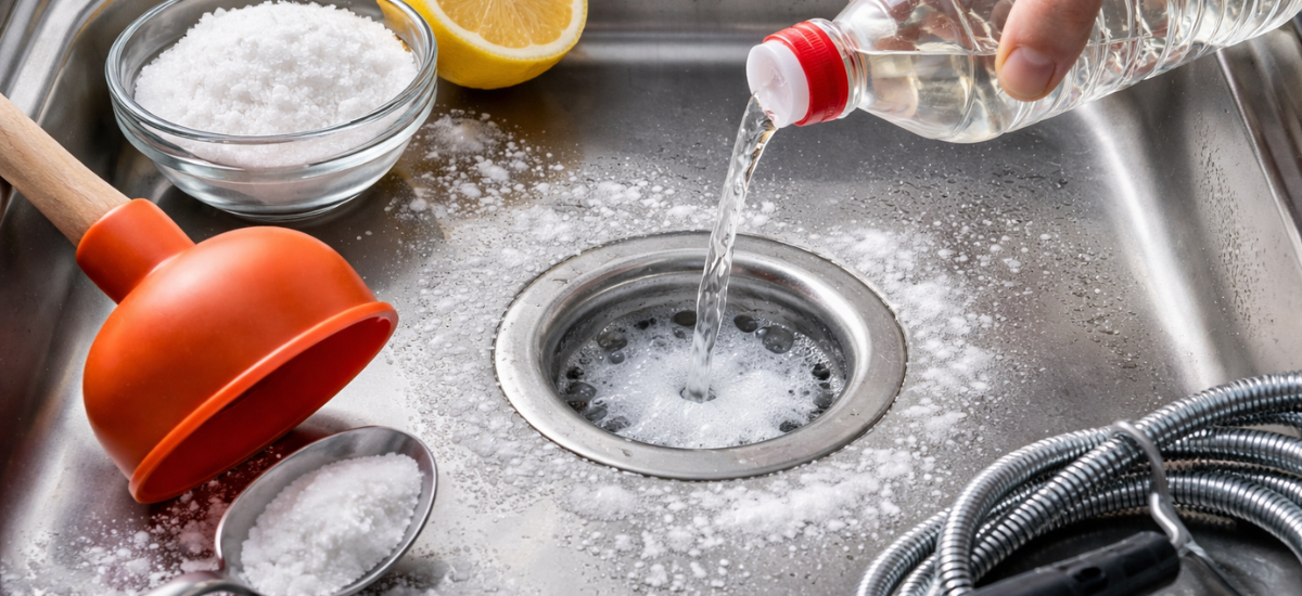 Прочистка сифона раковины содой и уксусом в домашних условиях