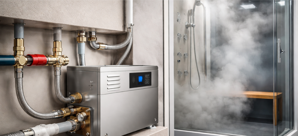 Парогенератор для душевой кабины с подключением к водоснабжению